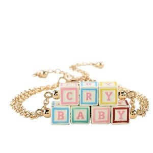 CRY BABY Gold Tone Letter Bead Bracelet Set NWT